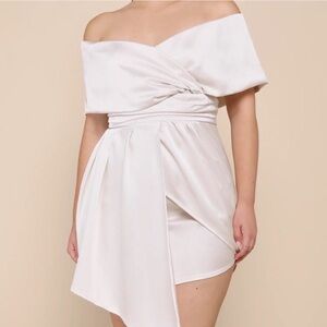 Off-Shoulder White Mini Dress